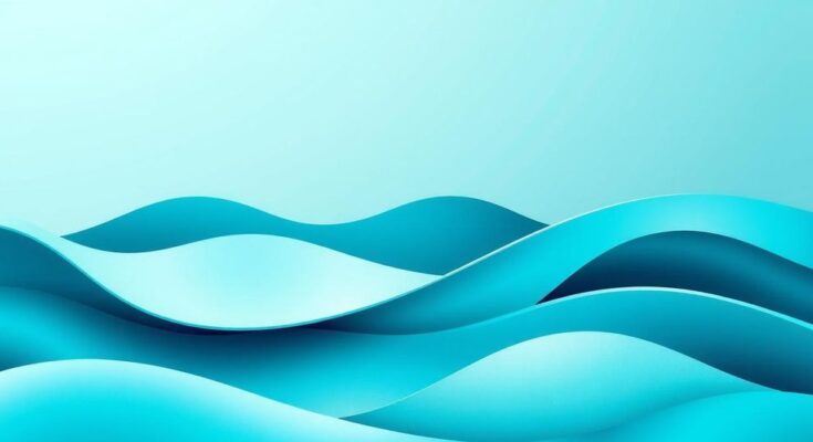 A serene abstract landscape featuring calming turquoise tones and smooth flowing lines, symbolising emotional balance.