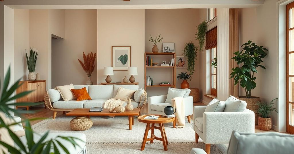 A peaceful home interior with warm colours and soothing decor, reflecting comfort and inner harmony.