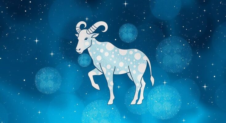 Taurus zodiac symbol surrounded by stars and constellations in a soothing blue and silver colour scheme.