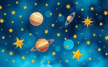 A cosmic representation of astrology with vibrant stars and planets, showcasing celestial alignments and energy flows.