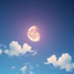 Libra influences the First Quarter Moon with balance and harmony, depicted in serene celestial and pastel hues.